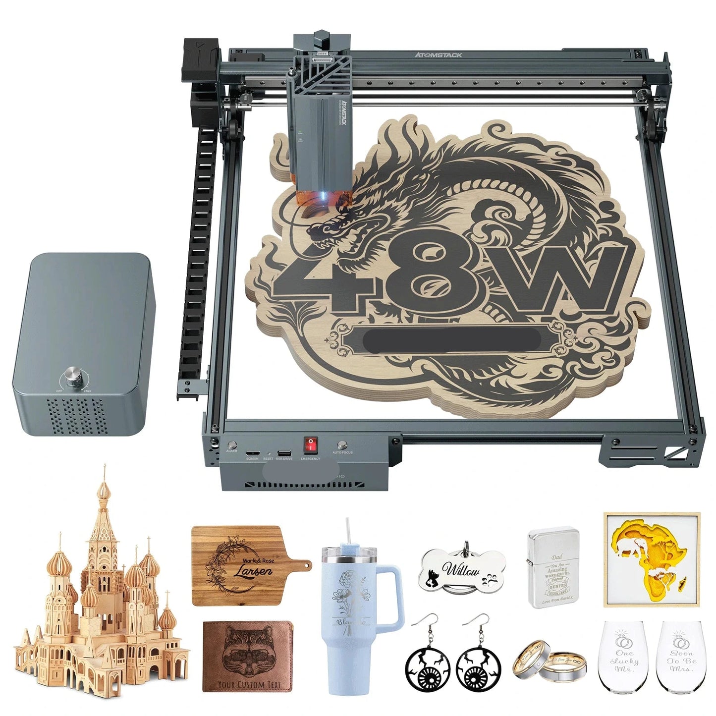 Laser Graveermachine – Laser Cutter – Graveerprinter – Snijmachine – CNC Laser – 24-48W Vermogen – 0,01 Mm Precisie