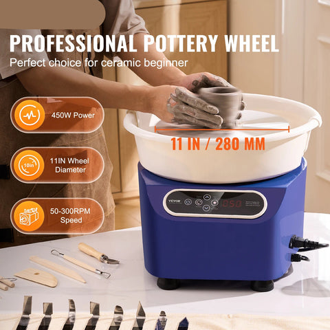 Draaiplateau - Draaischijf Pottenbakken - Draaischijf - Pottenbakken Draaischijf - Pottenbakkersschijf - Elektrische Pottenbakkers Draaischijf - 450W - 11inch - Keramiek aardewerk wiel - voor Aardewerk Direct Drive DIY Art Craft - Roze