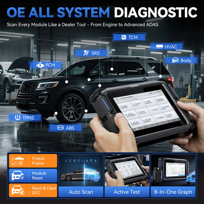 OBD2 Scanner – Autodiagnose Tool – Foutcode Lezer – Key Programmer – ECU Codeerder – Draadloos WiFi & Bluetooth – 36+ Reset Functies – 7 Inch Touchscreen