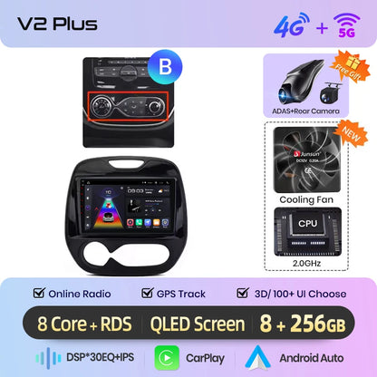 Android Autoradio Renault Captur – Multimedia Systeem – Navigatie – Infotainment – Touchscreen – 9” HD IPS – Draadloze Apple CarPlay & Android Auto