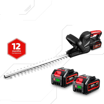 Heggenschaar – met Accu - Draadloze - Elektrische Snoeizaag - 7200SPM - 2000W - met Koolstofstalen Mes – 18V Accu – 51cm Dubbelzijdig Mes – Dubbele veiligheidsschakelaar - 2 Batterij