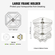 Honing Extractor - Manueel - 3 Frames - Honing centrifuge - Handmatig - Roestvrij Staal - Zilver - QUORE