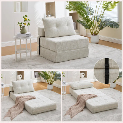 Vouwbank – Slaapbank – Loungestoel – Bedbank – Multifunctionele Sofa – Grijs – Ruimtebesparend Design – Hoogwaardig Chenille Matras