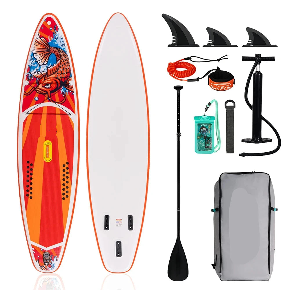 Supboard - Sup - Paddle Board - Sup Boards - 350x84x15cm - Ultra-Light - Opblaasbaar Stand Up Paddle Board - Max 165 kg - Waterdicht - Voor  Rivier - Zee - Inclusief Paddle - Rugzak - Zadel & Accessoires - Oranje