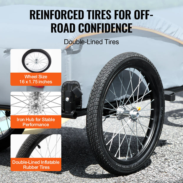 Fietskar - Fietskrat - Fietsaanhanger - Stroller - Fietskar Bagage  - 100lbs - met Waterdichte Hoes & Veilige Reflectoren - Past op 22“-28” Fietswiel