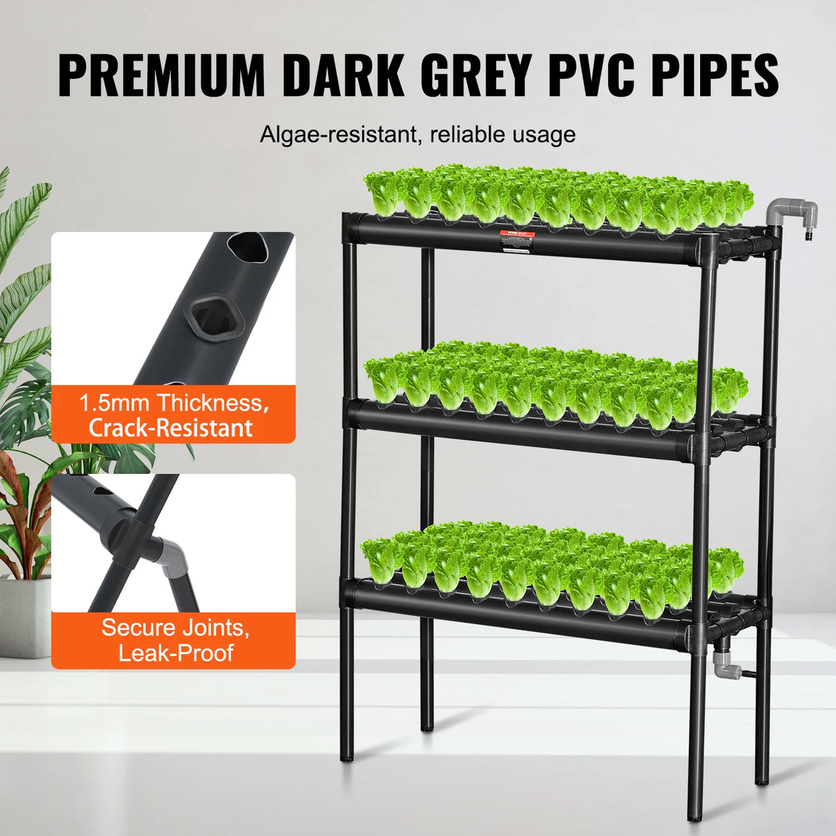 Hydroponics - Hydroponic system - Growing table - Hydroponic nutrition - Vegetable garden table - Hydroponic growing system - 72 places 2 layers - with water timer baskets and sponges