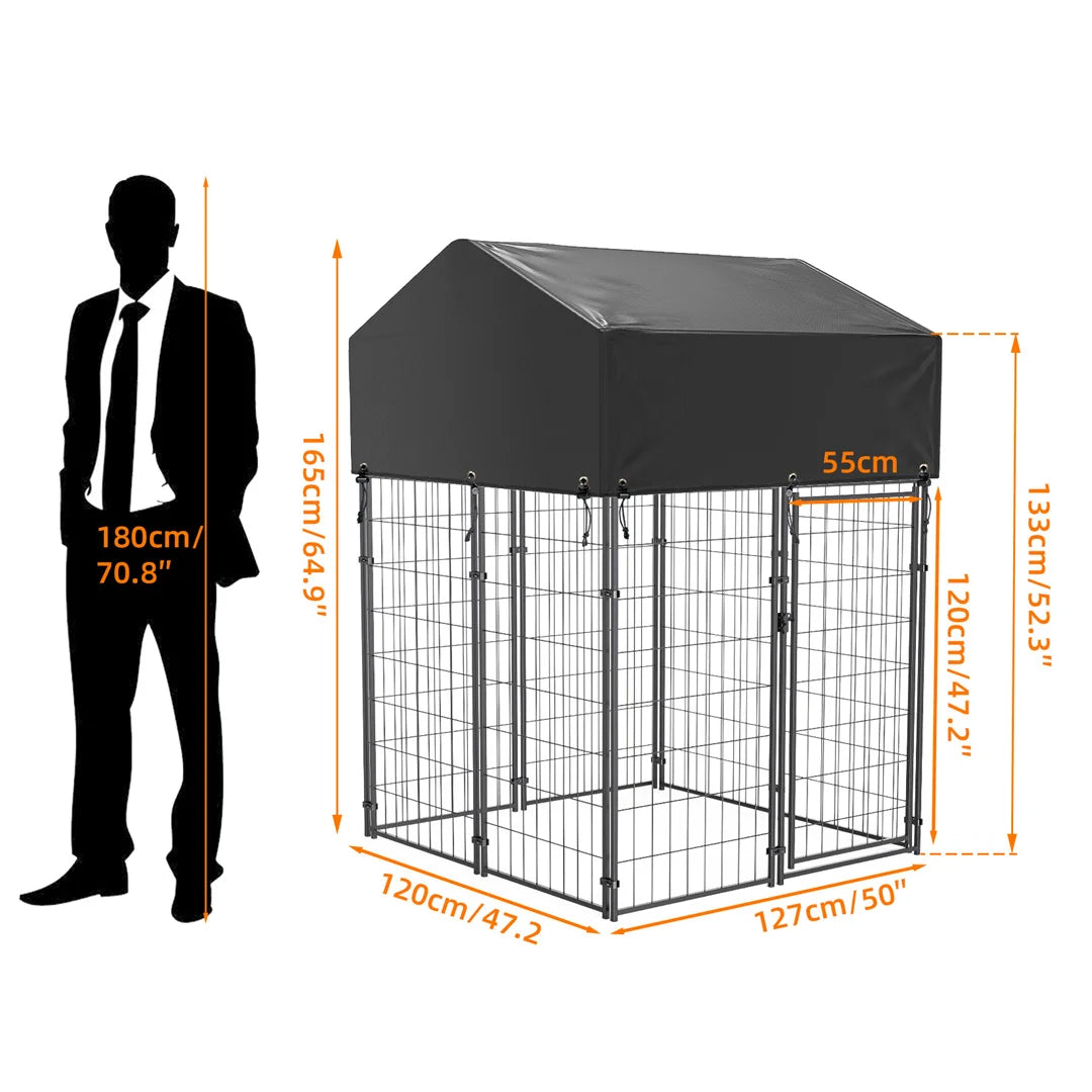 Hondenkennel - 64.9” - Hondenkooi - Heavy Duty Hondenkennel - Pet Gecamoufleerde -  Draadkooi - Grote Dierenkooi - Buiten Binnen - Waterdichte Oxford Stof - Klein - Gegalvaniseerde Metalen - QUORE