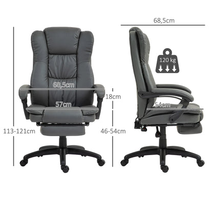 Verstelbare Bureaustoel – Ergonomische Stoel – Bureaustoel Met Massage – Bureaustoel Met Voetensteun – 6 Vibratiepunten – Kantelbaar Tot 135°
