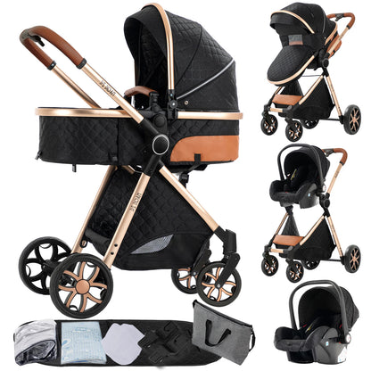 Compact 3-in-1 Kinderwagen – Wandelwagen – Autostoel – Wieg – Baby Buggy – Variant Chocolate – Lichtgewicht & Vouwbaar Design