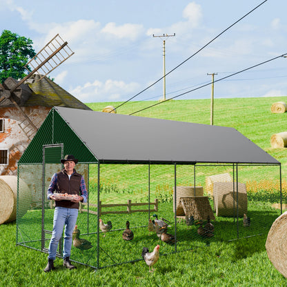 Kippenren Buiten – Pluimveerun – Kippenhok – Duiventil – Eendenren – 2XL Extra Groot – Robuust Gecoat IJzeren Frame – UV-bestendige Afdekhoes