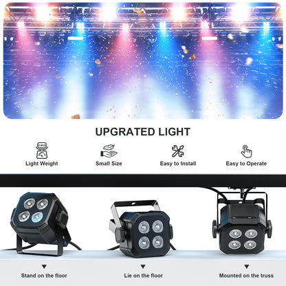 Professionele RGB LED Par Lights – DJ Verlichting – Stage Spots – Party Lampen – Club Lichtset – Set van 16 stuks EU Plug – 30W per unit – DMX & Afstandsbediening