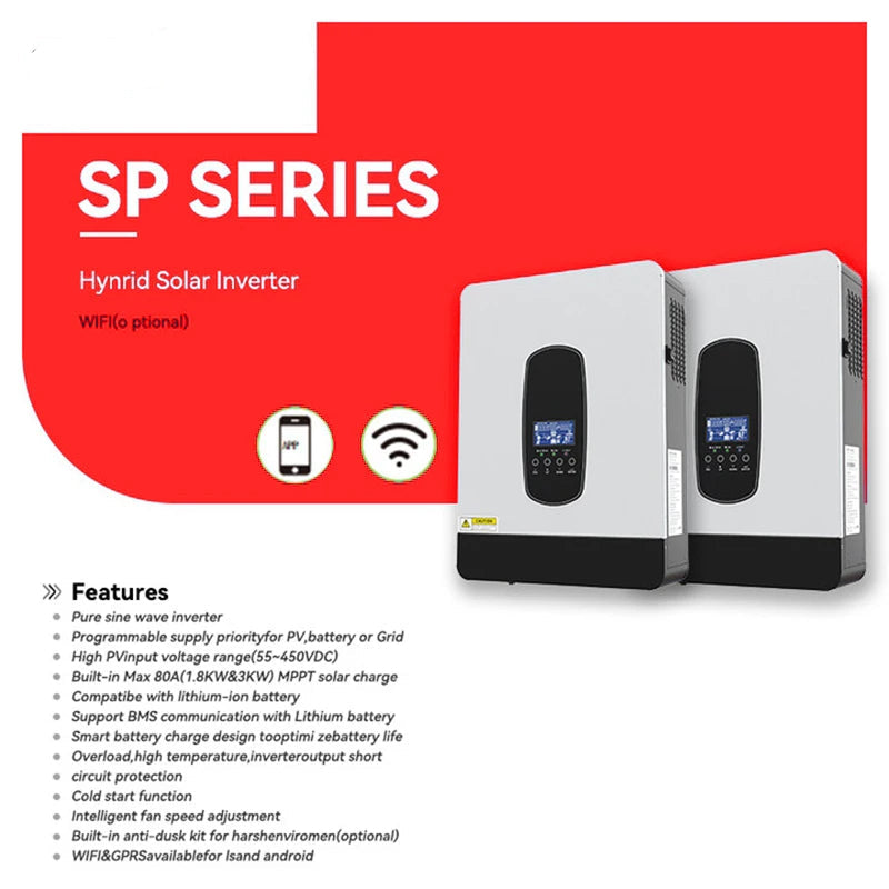 Zonne-omvormer – Hybride Omvormer – Solar Inverter – MPPT Laadregelaar – Zuivere Sinusgolf – 4200W Vermogen – Combineerbox Met Beveiliging - QUORE