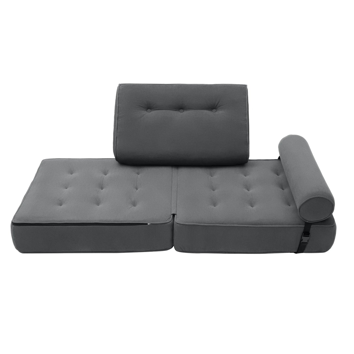 Vouwbank – Slaapbank – Uitklapbare Bank – Sleeper Chair – Zitbank – Donkergrijs – Compact Formaat – Corduroy-achtige Stof – Virgin Foam Matras