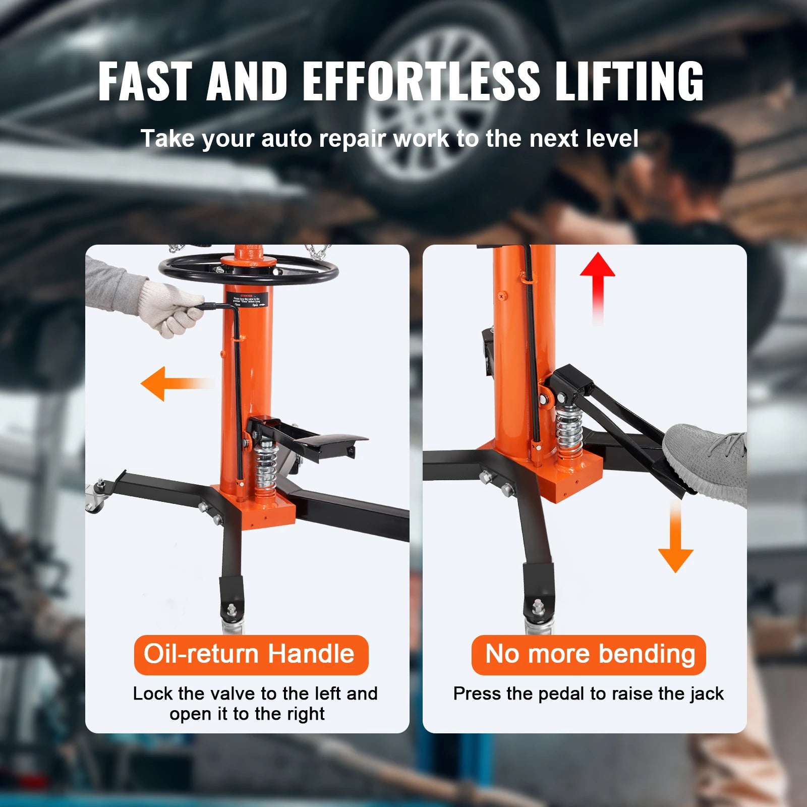SucceBuy Transmission Jack 1322 LBS Hydraulic Telescoping Transmission Jack 32"-67" High Lift Floor Jack Stand Lift Hoist Garage - QUORE