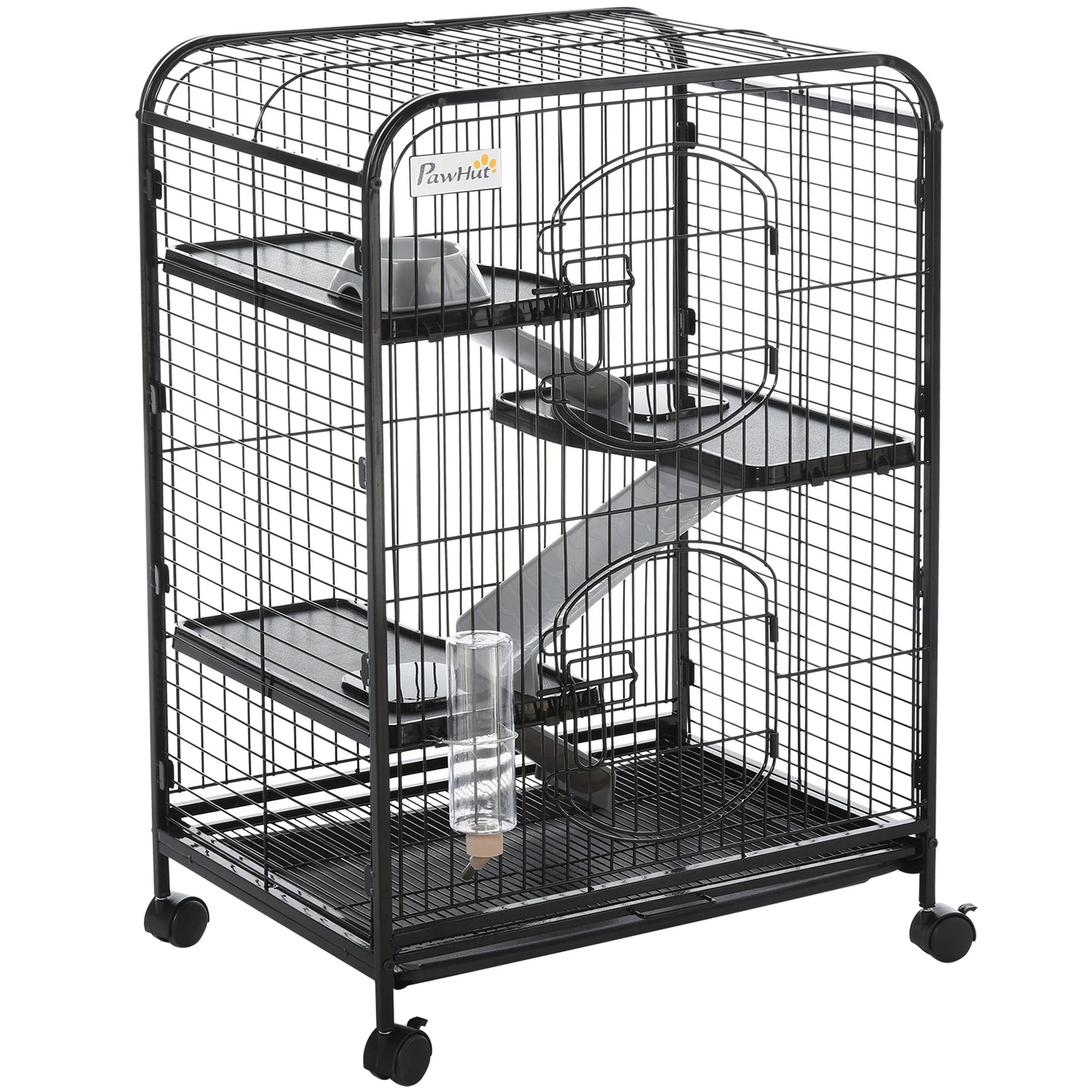 Knaagdierrkooi – Knaagdierkooi – Konijnenkooi – Cavia Kooi – Dierenkooi – Metalen Kooi – 3 Etages Met Wieltjes – Uitneembare Bodemplaat