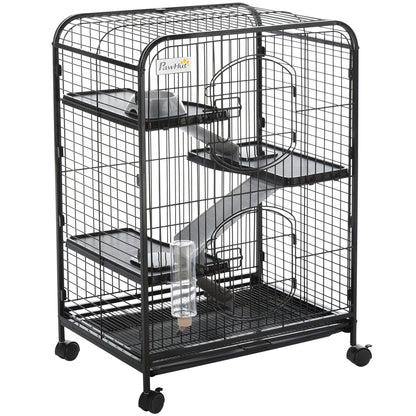 Knaagdierrkooi – Knaagdierkooi – Konijnenkooi – Cavia Kooi – Dierenkooi – Metalen Kooi – 3 Etages Met Wieltjes – Uitneembare Bodemplaat