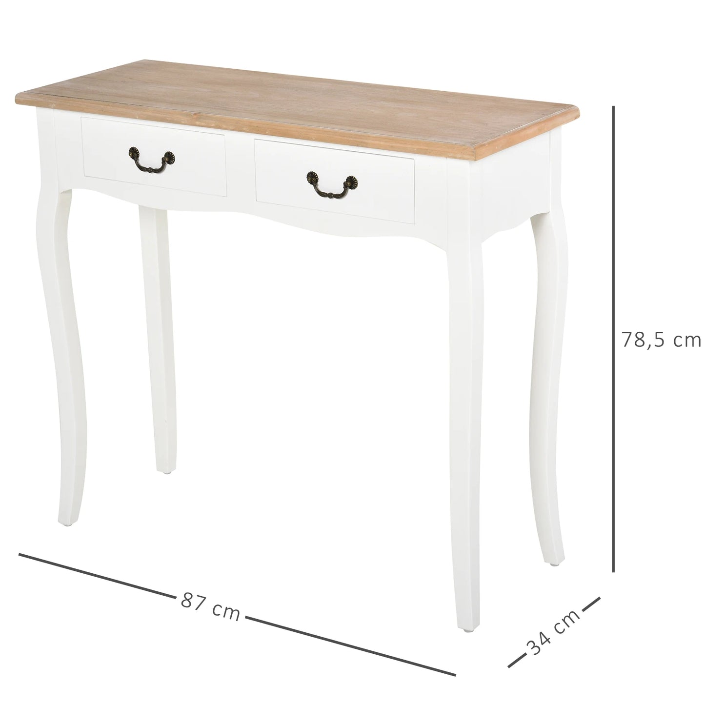 Console – Sidetable – Halmeubel – Opbergmeubel – Compact – Dennenhout – 2 Laden - QUORE