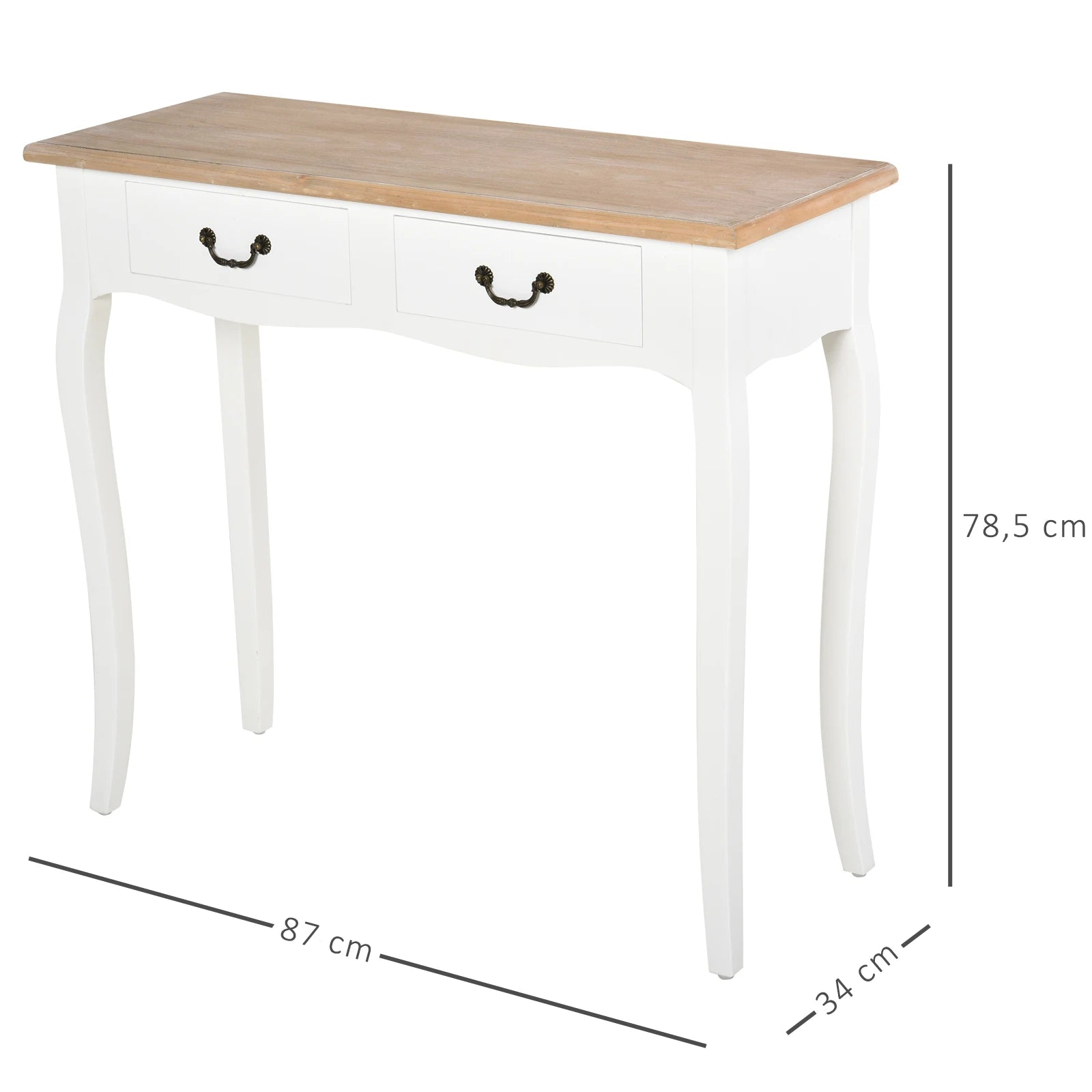 Console – Sidetable – Halmeubel – Opbergmeubel – Compact – Dennenhout – 2 Laden - QUORE