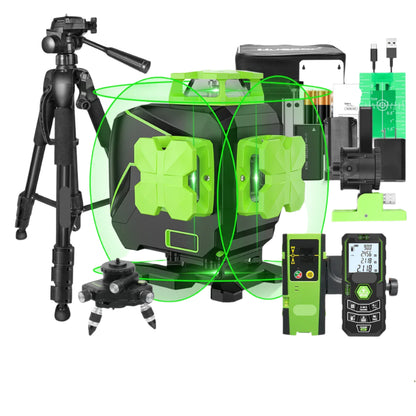 Kruislijnlaser - 4D Kruislijn - Bouwlaser - Rotatielaser - Laserliner - Laser - 16-Lijn – Groene Straal – Inclusief Detector & Statief – Geschikt voor Tegel- en Vloerwerk