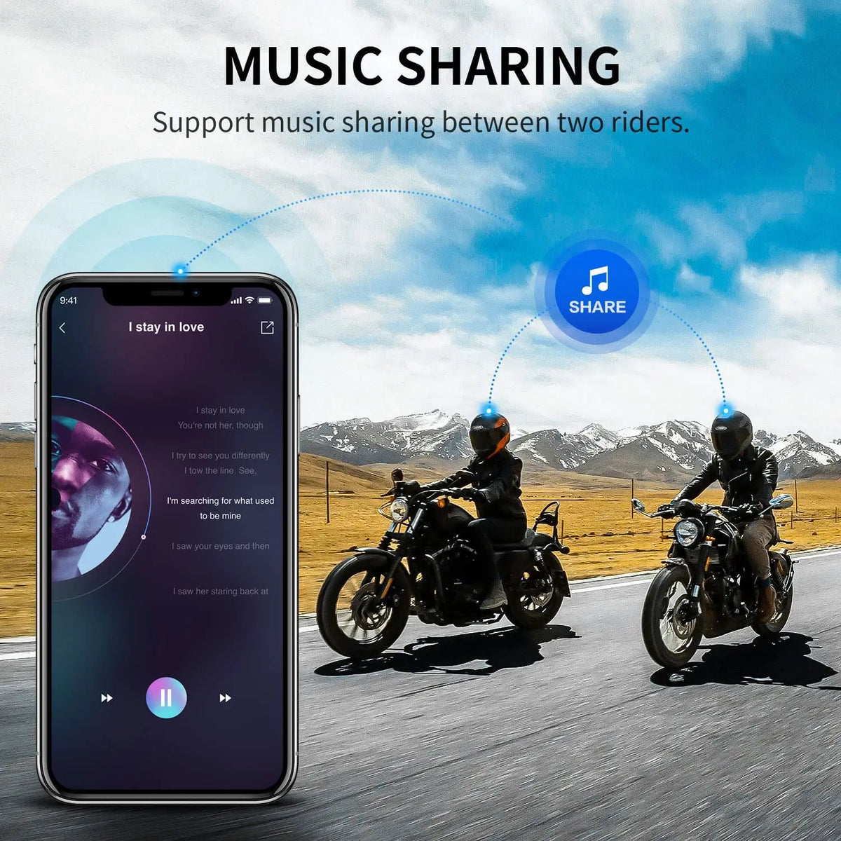 Fodsports - M1-S Pro - Motorfiets Intercom - Motorhelm - Bluetooth 5.0- Headsets - Communicator - Handsfree - Interphone - 2000M Koppelbaar tot 8 Rijders - 2 stuks - QUORE
