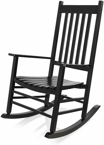Houten Schommelstoel – Schommelstoel Zwart – Tuinstoel Hout – Veranda Stoel – Binnen Buiten Stoel – Massief Dennenhout – Breed Zitvlak 55 cm - QUORE
