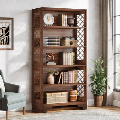 Tribesigns 6-Tier Bookcase, 71 Inches Industrial Bookshelves and Bookcases, Floor Standing 5 Shelf Display Storage Shelves - QUORE