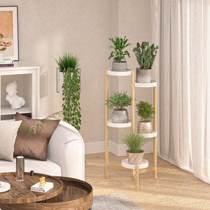 Luxe Bamboe Plantenrek - Plantenstandaard Binnen - Plantenhouder - Planten Standaard - Plantenrek - 5-Laags - 45x93cm - Bamboe - Wit