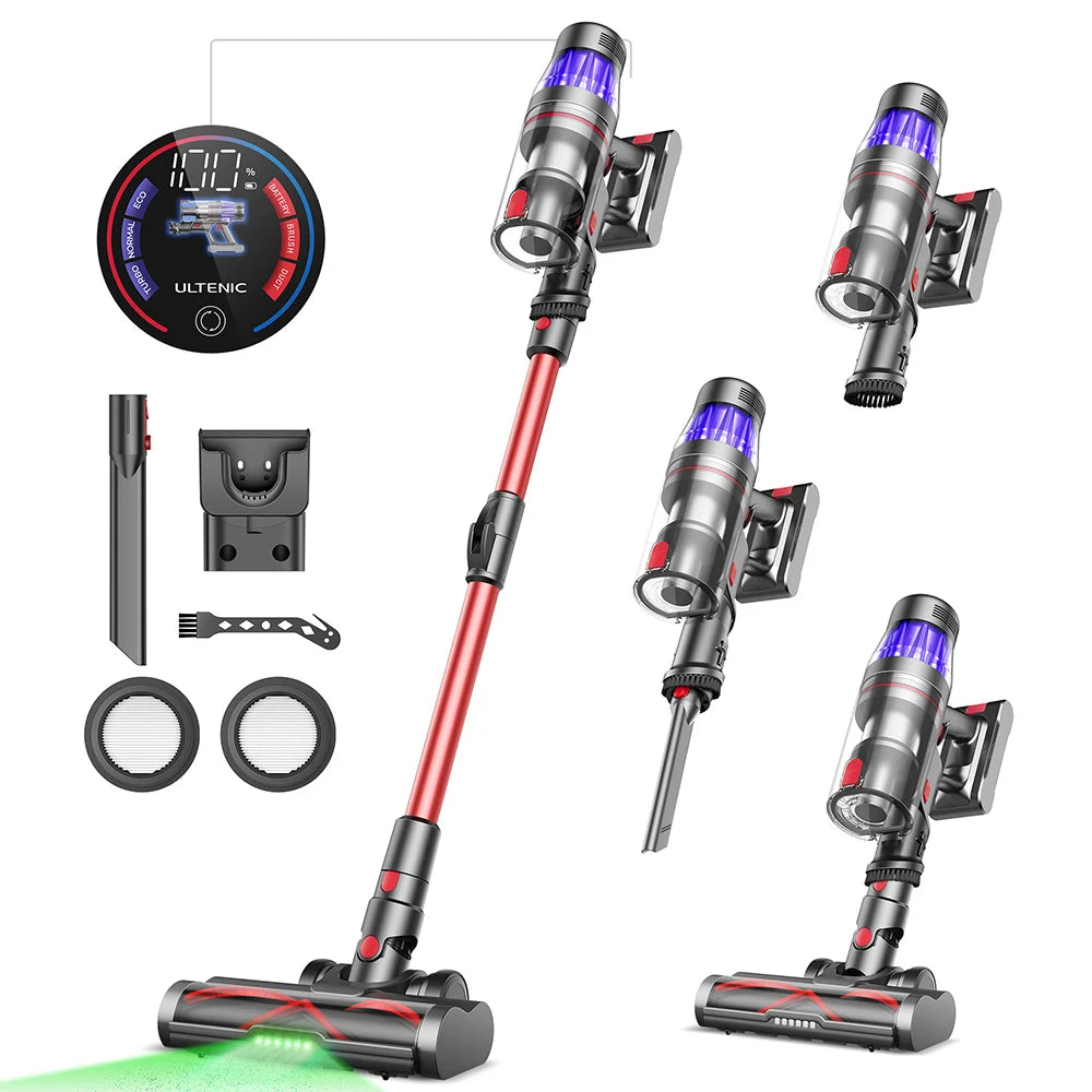 Draadloze Stofzuiger – Snoerloze Stofzuiger – Accu Stofzuiger – Handstofzuiger – 550W Motor – 60 Minuten Batterijduur – Anti-Klitborstel