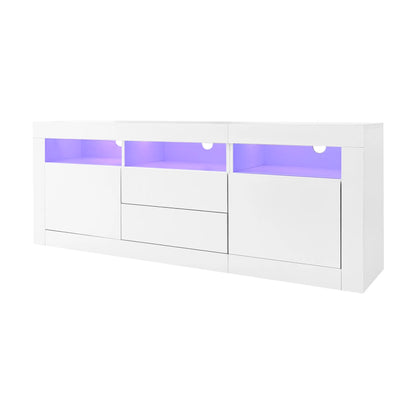 Hoogglans Tv-Meubel – Modern Tv-Kast – Mediameubel – Tv-Stand – Met Push-To-Open Lades – Led-Verlichting Met App - 160 x 35 x 60 cm - Wit