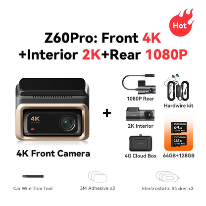 Dashcam – Auto Camera – Video Recorder – Rijcamera – 3-Kanaals 4G Variant – 4K HDR Beeldkwaliteit – ADAS Veiligheidswaarschuwingen - QUORE