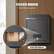 Letterbox - Postbox - Letterboxes - Letterbox Stainless Steel - Letterboxes Hanging - Heavy Duty Steel Plate - with 12” Combination Lock - Dark Gray