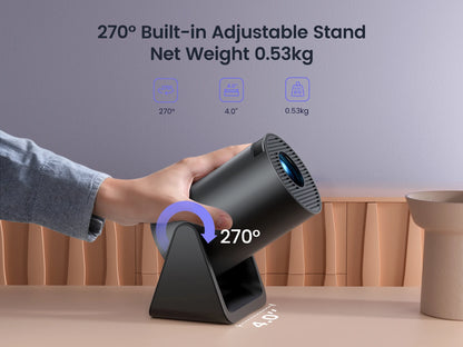 Beamer - Projector - Mini Projector - 1080P Ondersteuning - 300 ANSI Lumen – Android 11 - WIFI & Bluetooth – Auto Keystone – Draagbare Film Projector – EU Plug - QUORE