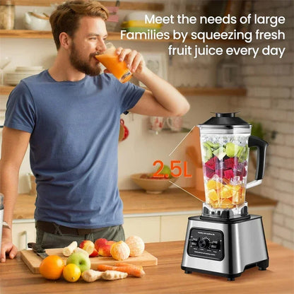 Blender – Smoothiemaker – Powerblender – Keukenmixer – Staande Blender – 6000W Krachtige Motor – Groot 2,5L Inhoud