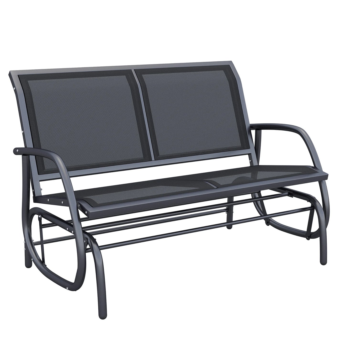 Dubbele Schommelbank – Tuinschommel – Schommelbank Voor Twee – Buitenbank – Metalen Frame – Ademend Mesh – 120 Cm Breed
