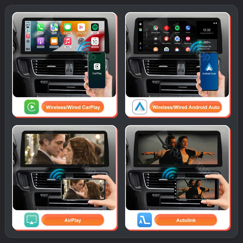12,3 Inch Touchscreen – Multimedia Scherm – Navigatiesysteem – Auto Entertainment – Draadloos CarPlay Android Auto – Ultradun Design – AirPlay Autolink Ondersteuning