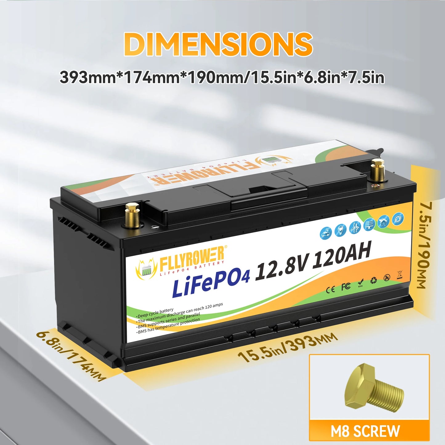 12V 120Ah LiFePO4 Accu – Lithium Batterij – Zonne-accu – Camper Accu – Off-grid Batterij – Hoge Capaciteit – Langdurige Levensduur