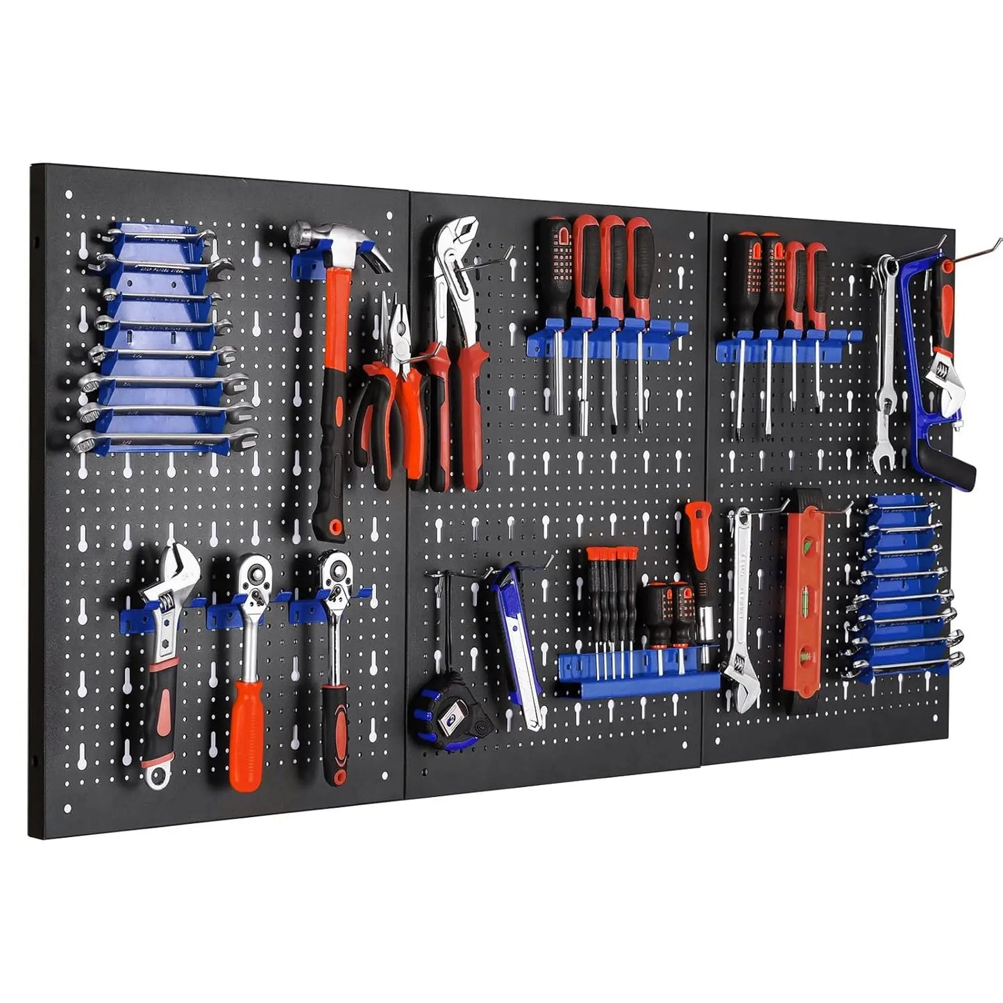 Gereedschapswand – Perforatiewand – Werkplaatswand – Opbergwand – Metaal Gereedschapsbord – 3 Panelen 117x55x2 cm – Inclusief 17-delige Haken Set