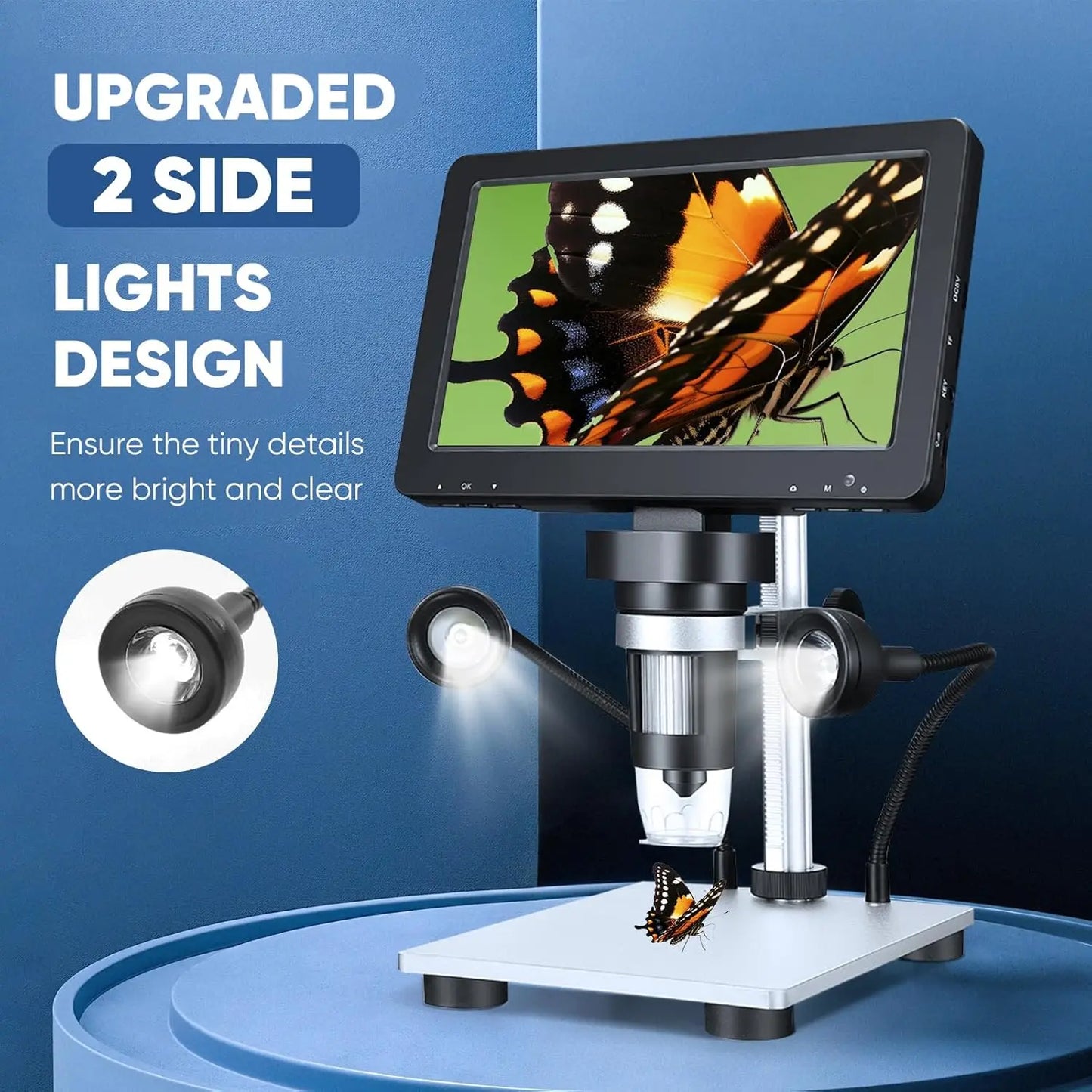 Digitale Microscoop – USB Microscoop – Elektronen Microscoop – Educatieve Microscoop – 1200x Vergroting – 7 Inch HD Scherm – 8 LED Verlichting