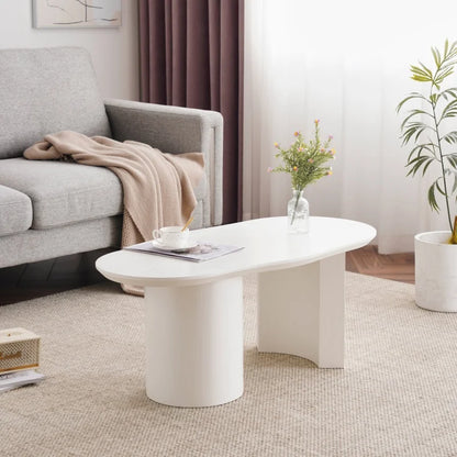 Salontafel – Woonkamertafel – Tafel – Koffietafel – Hoogwaardig MDF – Onregelmatig Modern Ontwerp – Stevige Constructie - 100 x 50 x 40.5 cm - Wit - QUORE