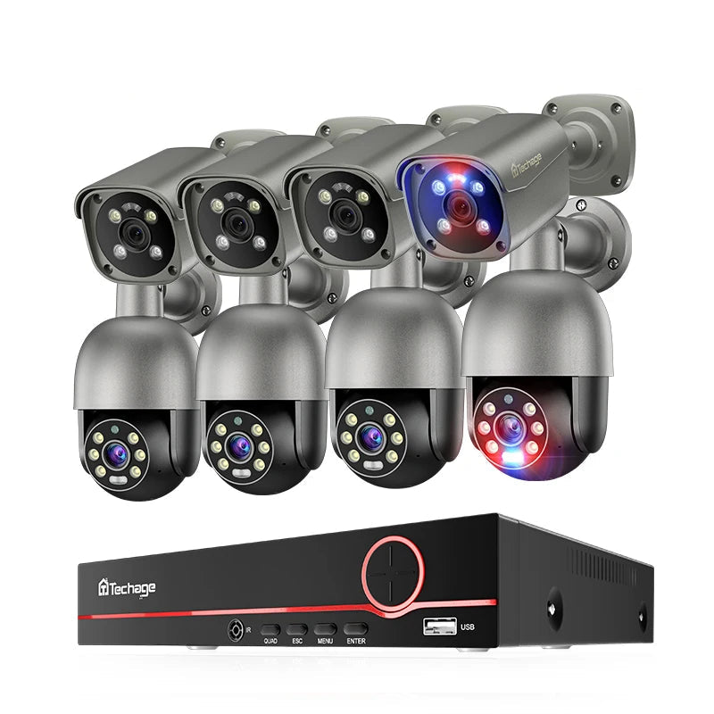 8-kanaals beveiligingssysteem – CCTV camera set – IP bewakingscamera – 8MP 4K cameras – nachtzicht – AI detectie – real-time meldingen – waterdicht IP66