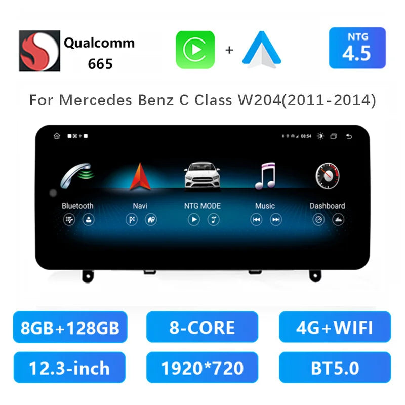 12,3 inch Android Multimedia Systeem – Autoradio – Navigatie Systeem – Touchscreen Radio – CarPlay Stereo – Snapdragon 665 Processor – Draadloze CarPlay & 4G Connectiviteit