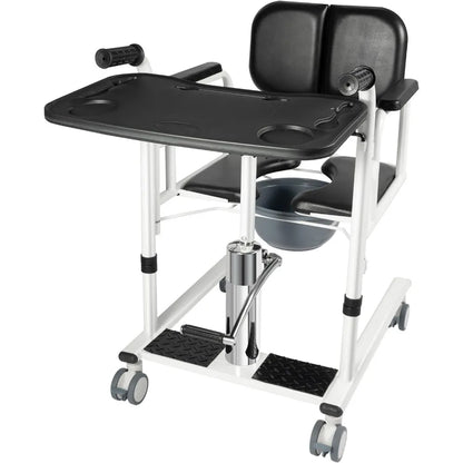 Transportrolstoel - Rolstoel - Rollator - Patiëntenlift & Verzorgingsstoel - Hydraulische - Douchestoel - 4-in-1 Douche – Verstelbare Hoogte & Transferhulp – Zwart