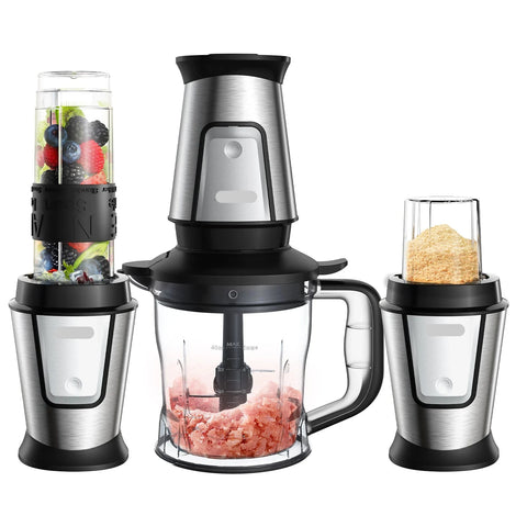 Slow Juicer - Juicer - Fruit and Vegetable Juicer - Juice Maker - 3-in-1 - Multifunctional Food Processor - 700W - Portable Juicer Blender - Personal Smoothie Mixer - Silver