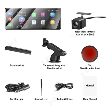 Navigatiesysteem Auto - Dashcam voor auto - GPS Navigatie - Draadloze - 4K DVR - Bluetooth Audio - ADAS Systeem - 11,3" - Achteruitrijcamera - 64TF - QUORE