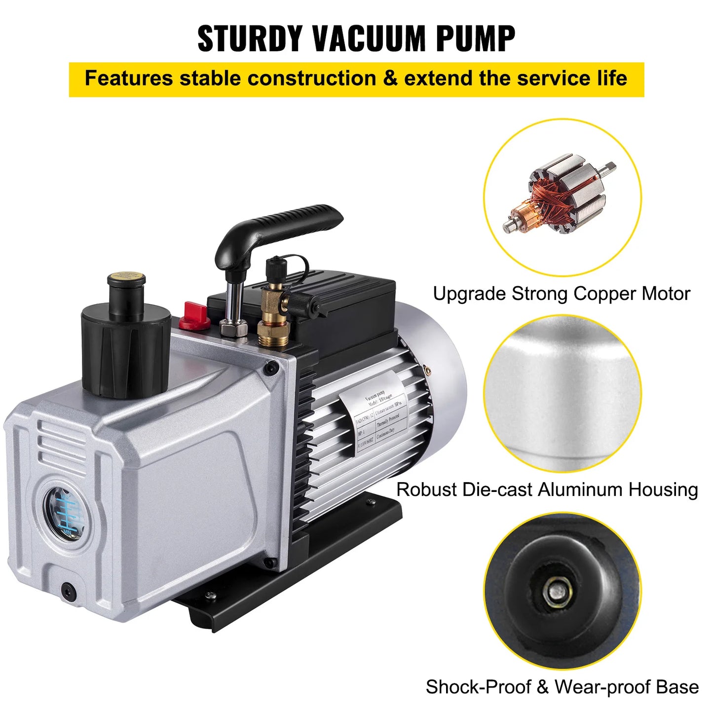 SucceBuy Vacuum pump 12CFM 1HP One Stage Air Conditioning Vacuum Pump Vacuum Refrigerant HVAC Air Tool for Vacuum Evacuation Use