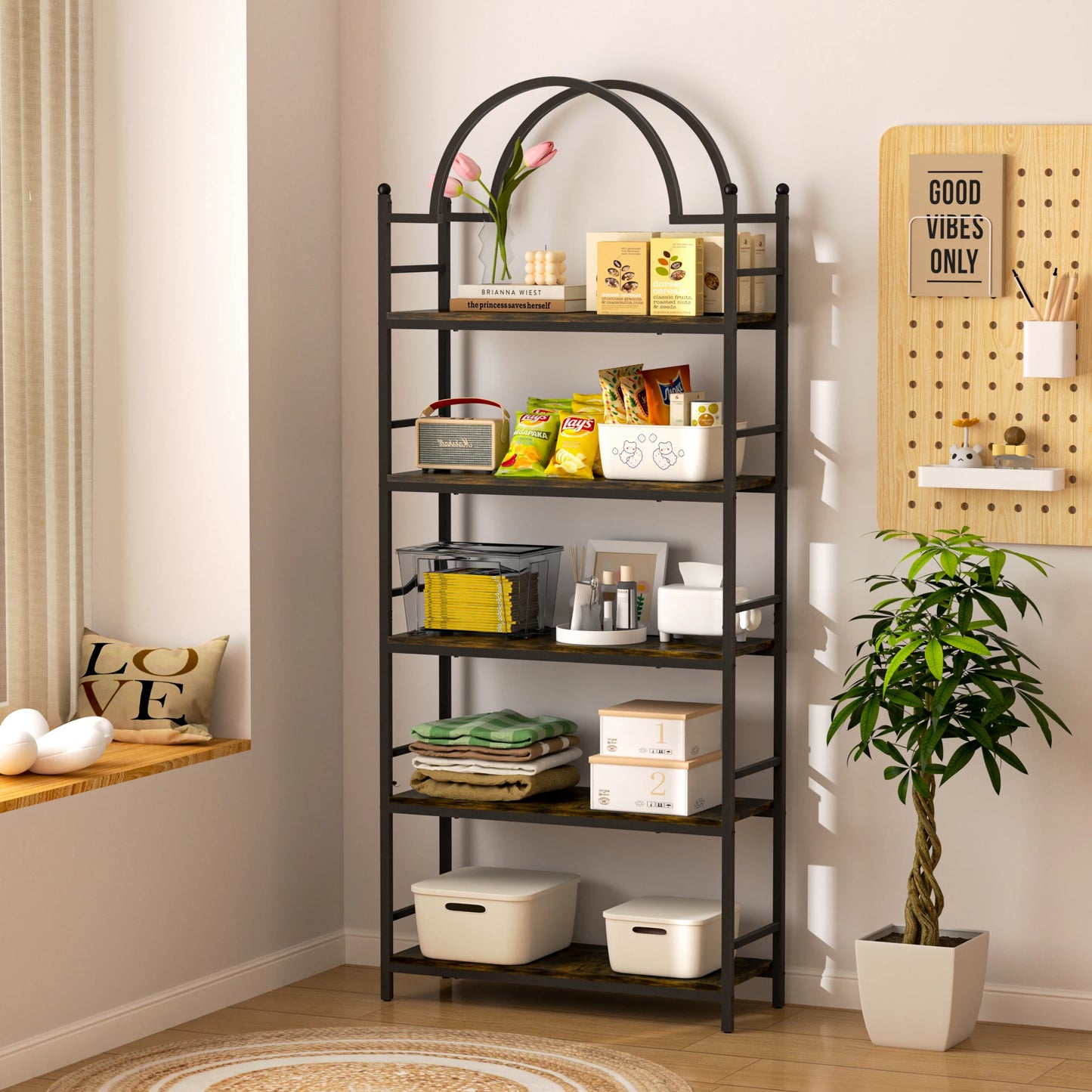 Boekenrek - Boekenkast - Kast - 5-Tier Boekenkasten - Kasten Woonkamer - Metaal Plantenstandaard - Ladder Boekenkast Keuken Opbergplank - Bloempot Display Rek -  voor Tuin, Balkon