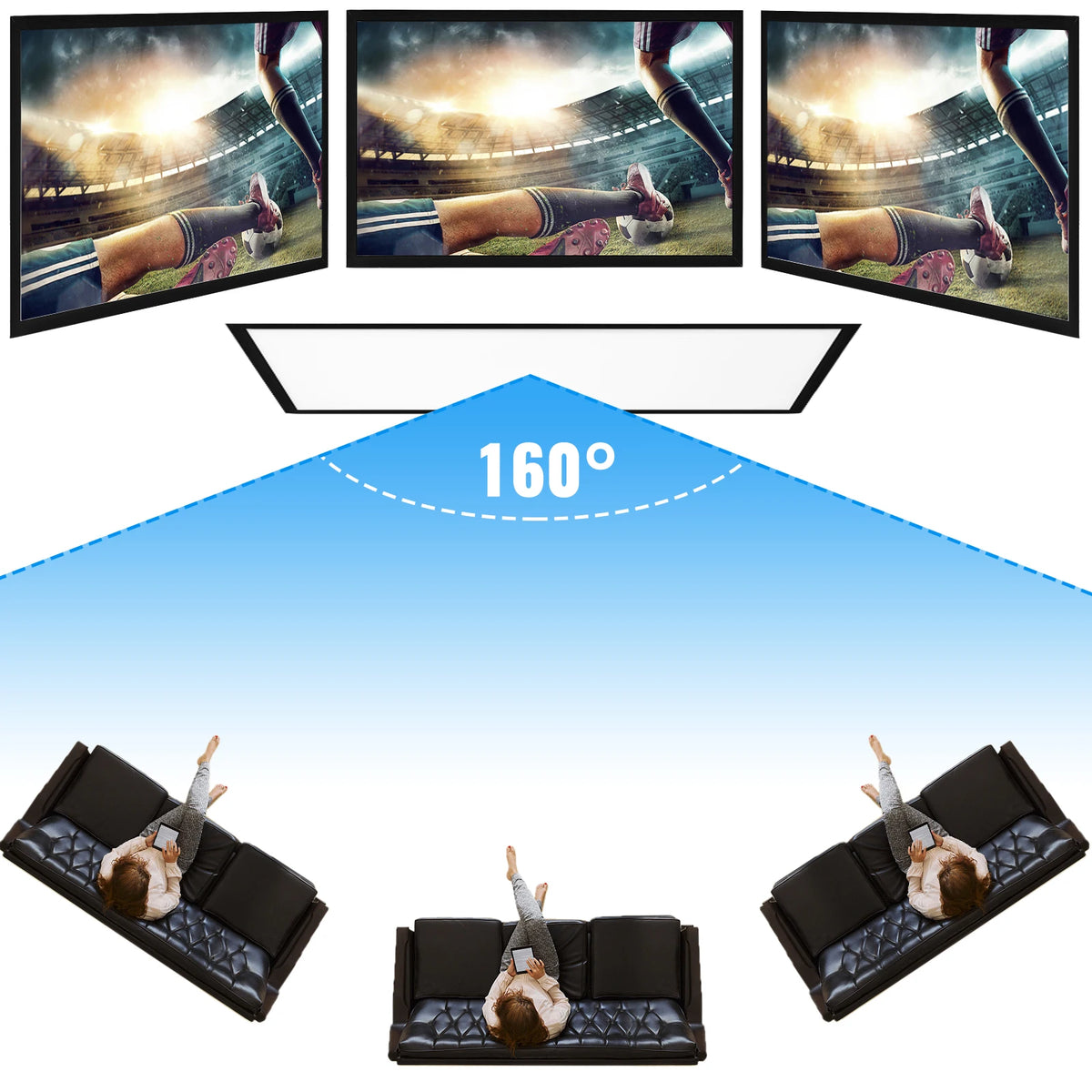 Vevor - Beamer Scherm - Projector Screen - Projector Scherm - Projector Doek - Draagbare Beamer - 100in - 16:9 - Projector Scherm voor Beamer - Home Cinema Thuisbioscoop - QUORE
