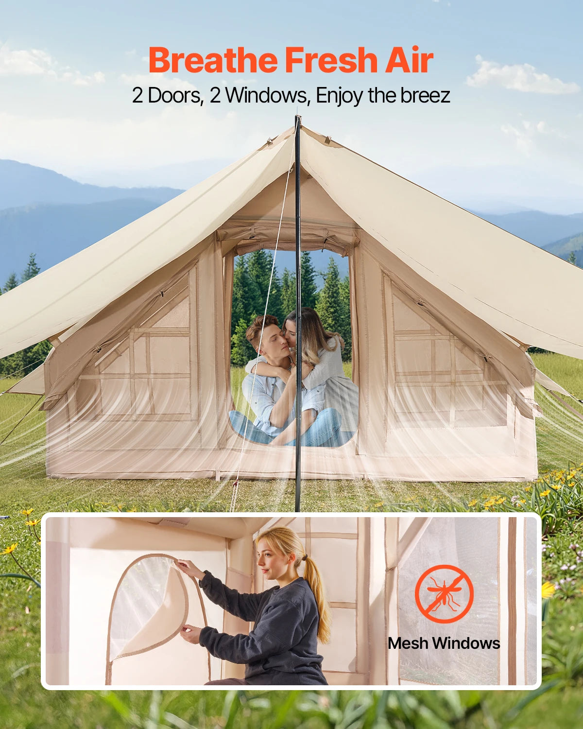 Campingtent - Opblaasbare Tent – Kampeertent – Gezinstent – Outdoor Tent – Snel Opzetten – Waterdicht 300D Oxford - QUORE