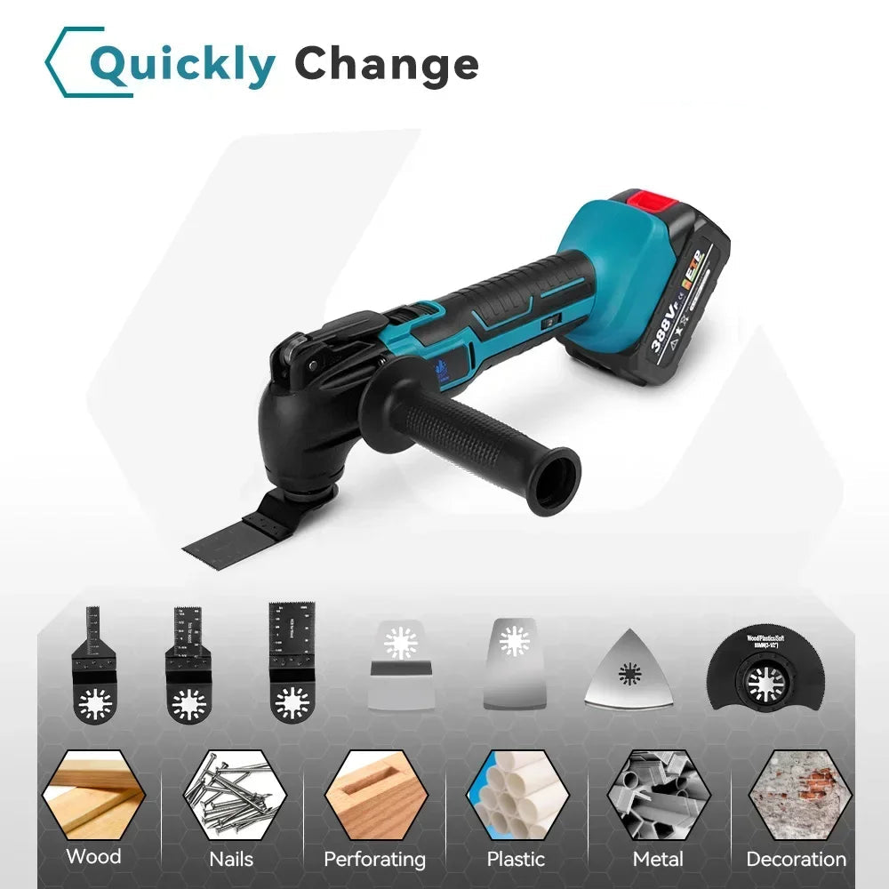 Oscillerend Multitool - Electrische Zaag - Multitool Gereedschap - Snelwisselsysteem, Variabele Snelheid - 200W - voor Houtbewerking – Zonder Accu