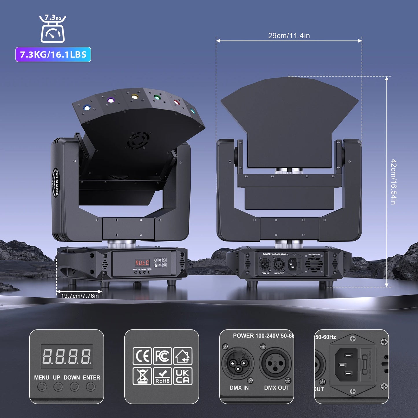 Movinghead Verlichting – RGB Laser Licht – DJ Licht – Podiumverlichting – Disco Spot – 60W Vermogen – 3-Assige Rotatie - QUORE